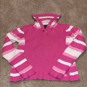 Multi-toned girls sweater w button detailed neck